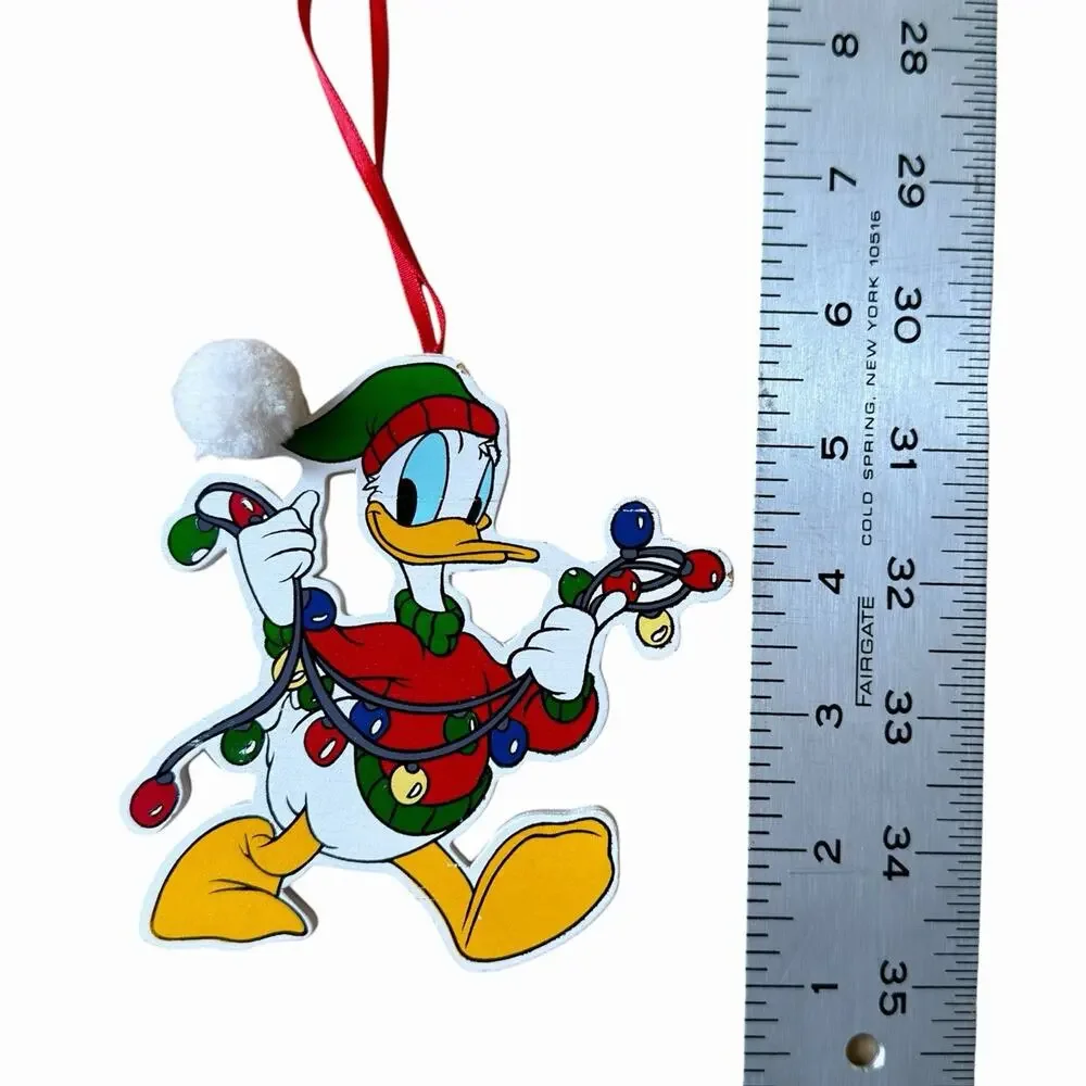 Vintage Disney Wooden Donald Duck Christmas Ornament Tangled Lights Kurt Adler